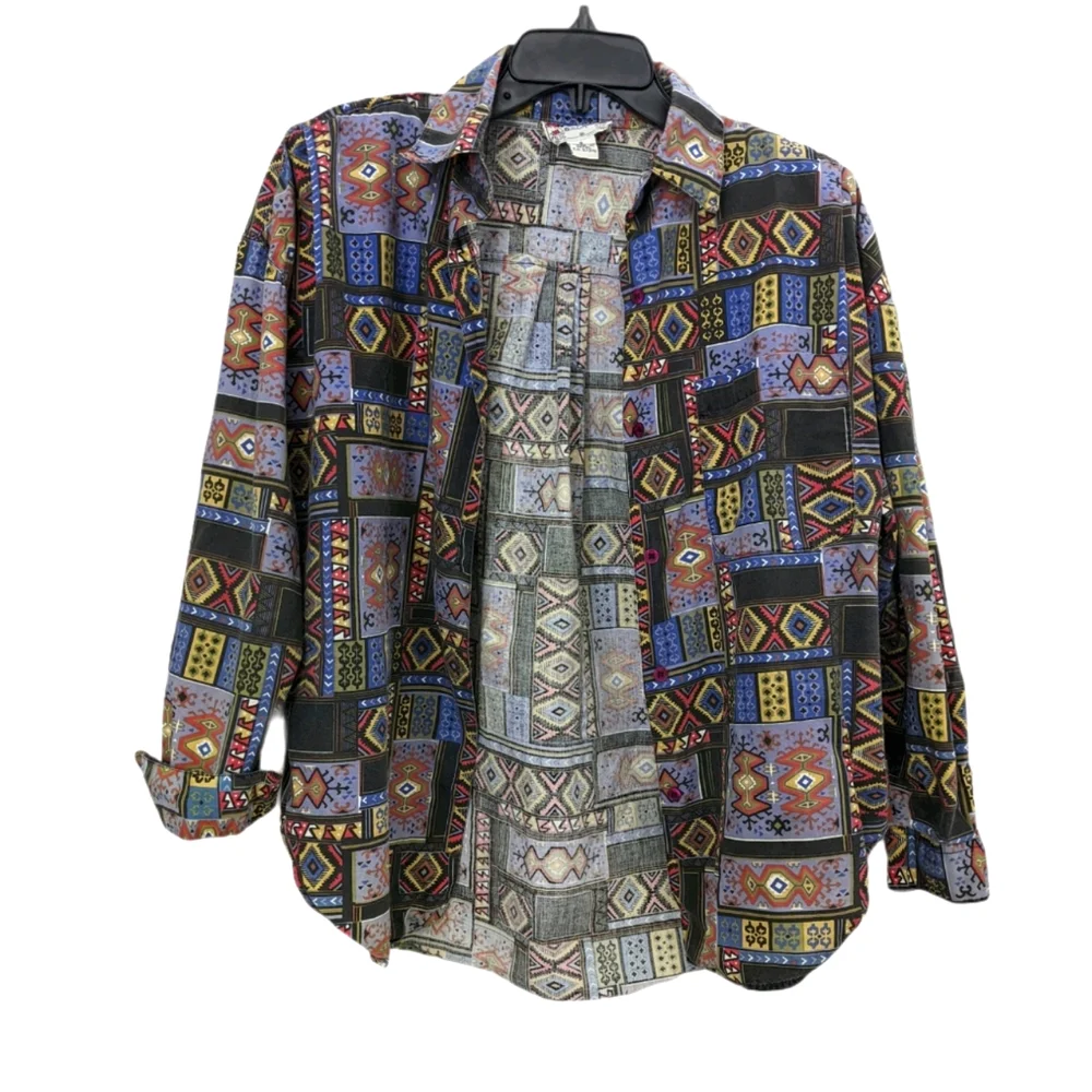 Vintage Western Bohemian Desert Button Down Sz S - Picture 2 of 10